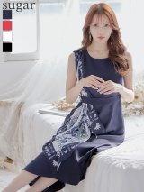 【GINZA COUTURE/銀座クチュール】スカーフプリント/ 膝丈/ Aライン/ ワンピース/ ミニドレス/ キャバドレス[OF2]