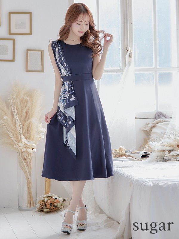 画像15: 【GINZA COUTURE/銀座クチュール】スカーフプリント/ 膝丈/ Aライン/ ワンピース/ ミニドレス/ キャバドレス[OF2]