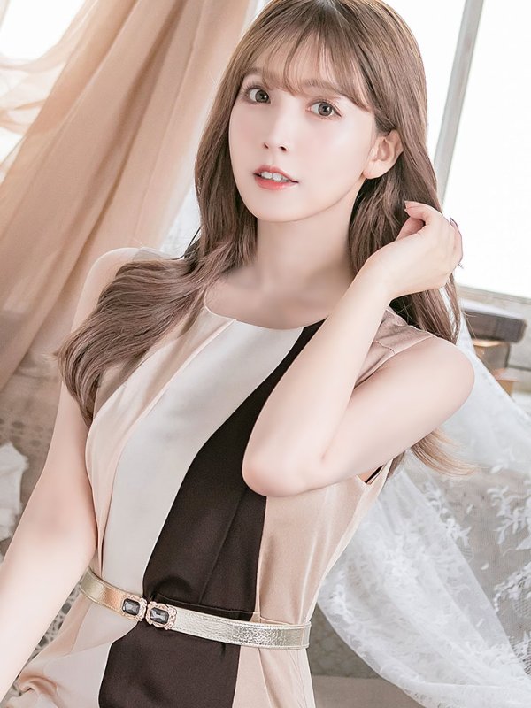 画像12: 【GINZA COUTURE/銀座クチュール】タック/ ノースリーブ/ ワンピース/ タイト/ ミディアムドレス/ ミニドレス/ キャバドレス[OF2]