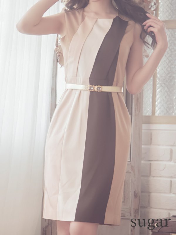 画像9: 【GINZA COUTURE/銀座クチュール】タック/ ノースリーブ/ ワンピース/ タイト/ ミディアムドレス/ ミニドレス/ キャバドレス[OF2]