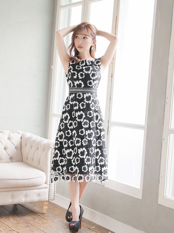 画像3: 【GINZA COUTURE/銀座クチュール】ケミカルレース/ ノースリーブ/ ミディアム丈/ タイト/ ミニドレス/ キャバドレス[OF2]