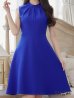画像9: XS-Lサイズあり 【GINZA COUTURE/銀座クチュール】ノースリーブ/ ハイネック/ ワンカラー/ 膝丈/ ミディアム/ フレア/ ワンピース/ キャバドレス[OF2]