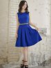 画像7: 【XSサイズあり】 【GINZA COUTURE/銀座クチュール】ワンピース/ ワンカラー/ ノースリーブ/ ベルト/ ビジュー/ プリーツ/ フレア/ ひざ丈/ ミディアムドレス/ キャバドレス[OF2]
