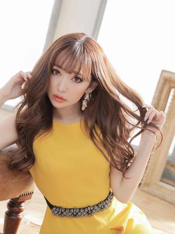 画像5: 【XSサイズあり】 【GINZA COUTURE/銀座クチュール】ワンピース/ ワンカラー/ ノースリーブ/ ベルト/ ビジュー/ プリーツ/ フレア/ ひざ丈/ ミディアムドレス/ キャバドレス[OF2]