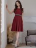 画像26: 【XSサイズあり】 【GINZA COUTURE/銀座クチュール】ワンピース/ ワンカラー/ ノースリーブ/ ベルト/ ビジュー/ プリーツ/ フレア/ ひざ丈/ ミディアムドレス/ キャバドレス[OF2]