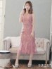 【GINZA COUTURE/銀座クチュール】フラワーレース/ 膝丈/ ミディアム/ マキシ丈/ワンピース/ミニドレス/ キャバドレス/ピンク
