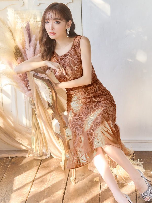 画像12: 【GINZA COUTURE/銀座クチュール】マーメイド /フラワーレース/ 膝丈/ ミディアム/ マキシ丈/ワンピース/ キャバドレス[OF2]