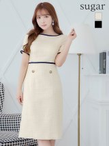 XS-Lサイズあり 【GINZA COUTURE/銀座クチュール】 半袖/ ラインデザイン/ タイト/ ワンピース/ ひざ丈/ ミディアムドレス/ キャバドレス[OF2]