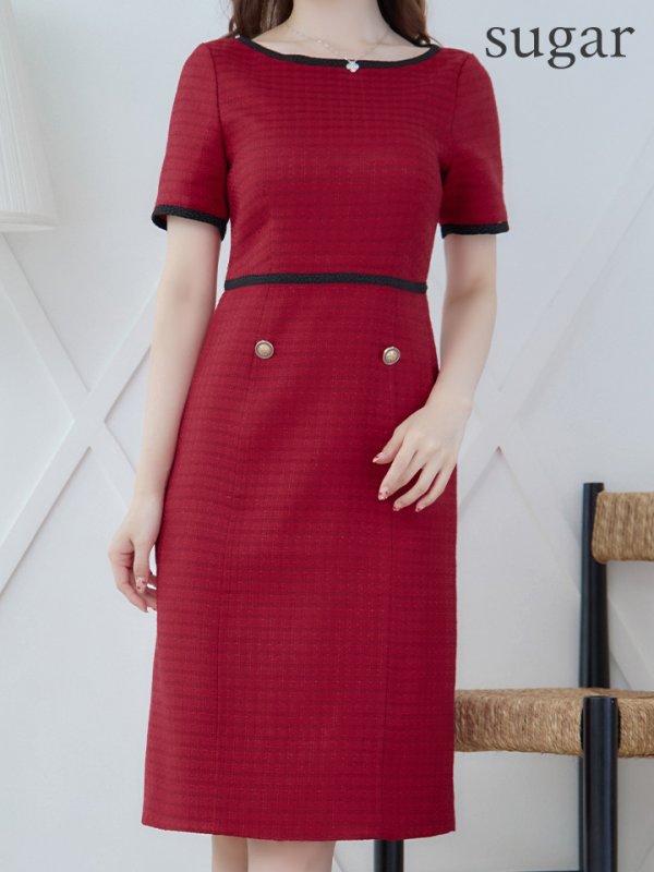 画像8: XS-Lサイズあり 【GINZA COUTURE/銀座クチュール】 半袖/ ラインデザイン/ タイト/ ワンピース/ ひざ丈/ ミディアムドレス/ キャバドレス[OF2]