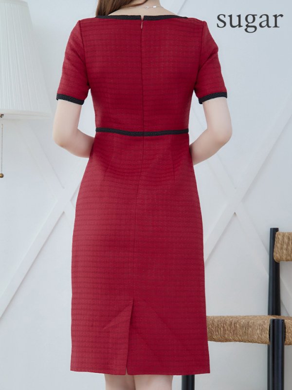 画像9: XS-Lサイズあり 【GINZA COUTURE/銀座クチュール】 半袖/ ラインデザイン/ タイト/ ワンピース/ ひざ丈/ ミディアムドレス/ キャバドレス[OF2]