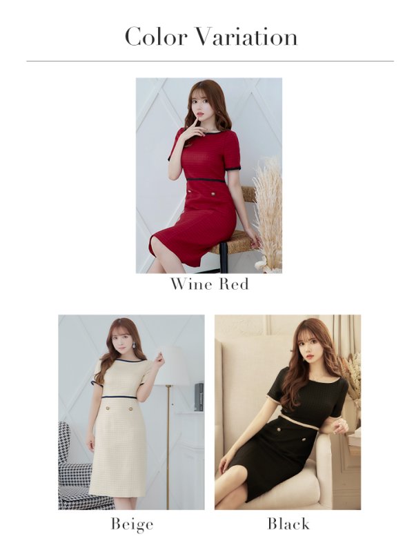 画像28: XS-Lサイズあり 【GINZA COUTURE/銀座クチュール】 半袖/ ラインデザイン/ タイト/ ワンピース/ ひざ丈/ ミディアムドレス/ キャバドレス[OF2]