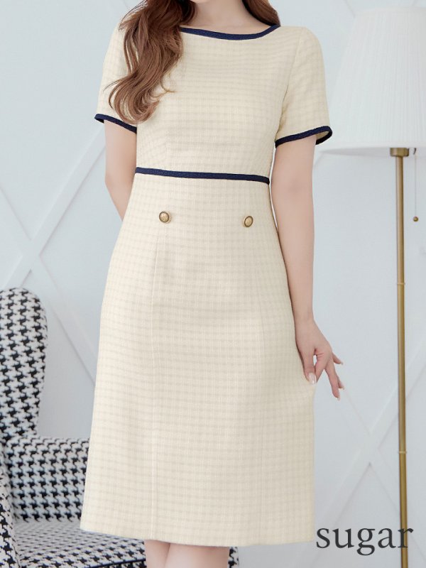 画像26: XS-Lサイズあり 【GINZA COUTURE/銀座クチュール】 半袖/ ラインデザイン/ タイト/ ワンピース/ ひざ丈/ ミディアムドレス/ キャバドレス[OF2]