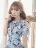 画像12: 【GINZA COUTURE/銀座クチュール】フラワープリント/ ショートスリーブ/ タックデザイン/ ミディアム丈/ ワンピース/ キャバドレス[OF2]