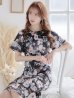 画像5: 【GINZA COUTURE/銀座クチュール】フラワープリント/ ショートスリーブ/ タックデザイン/ ミディアム丈/ ワンピース/ キャバドレス[OF2]