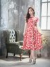 画像2: XS-Lサイズあり 【GINZA COUTURE/銀座クチュール】フラワープリント/ フリル/ Aライン/ ミディアム丈/ ワンピース/ ミニドレス/ キャバドレス[OF2] (2)