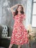 画像4: XS-Lサイズあり 【GINZA COUTURE/銀座クチュール】フラワープリント/ フリル/ Aライン/ ミディアム丈/ ワンピース/ ミニドレス/ キャバドレス[OF2]