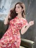 画像6: XS-Lサイズあり 【GINZA COUTURE/銀座クチュール】フラワープリント/ フリル/ Aライン/ ミディアム丈/ ワンピース/ ミニドレス/ キャバドレス[OF2]