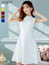 XS-Lサイズあり 【GINZA COUTURE/銀座クチュール】ノースリーブ/ ハイネック/ ワンカラー/ 膝丈/ ミディアム/ フレア/ ワンピース/ キャバドレス[OF2]