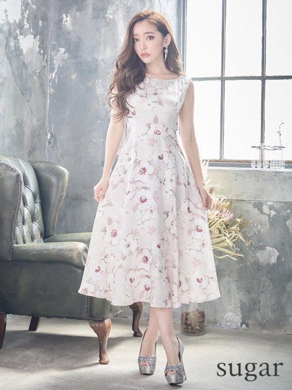 画像7: XS-Lサイズあり 【GINZA COUTURE/銀座クチュール】フラワープリント/ ノースリーブ/ ミディアム丈/ ワンピース/ ミニドレス/ キャバドレス[OF2]