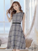 XS-Lサイズあり 【GINZA COUTURE/銀座クチュール】ワンピース/ ツイード/ ノースリーブ/ ミディアム丈/ キャバドレス[OF2]