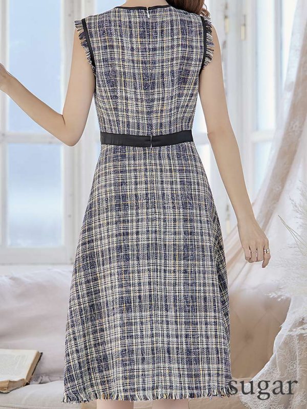 画像9: XS-Lサイズあり 【GINZA COUTURE/銀座クチュール】ワンピース/ ツイード/ ノースリーブ/ ミディアム丈/ キャバドレス[OF2]