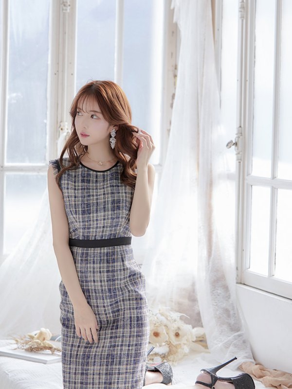 画像4: XS-Lサイズあり 【GINZA COUTURE/銀座クチュール】 ツイード/ ノースリーブ/ タイト/ ワンピース/ ミニドレス/ キャバドレス[OF2]