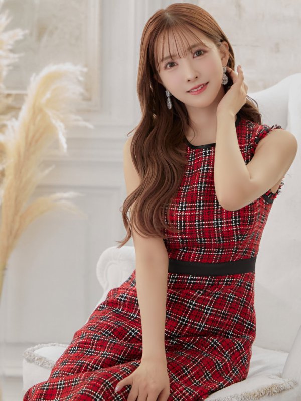 画像13: 【GINZA COUTURE/銀座クチュール】 ツイード/ ノースリーブ/ Aライン/ ワンピース/ ひざ丈/ ミディアムドレス/ キャバドレス[OF2]