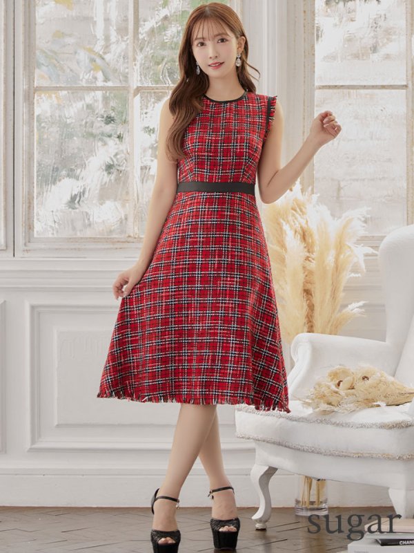 画像16: 【GINZA COUTURE/銀座クチュール】 ツイード/ ノースリーブ/ Aライン/ ワンピース/ ひざ丈/ ミディアムドレス/ キャバドレス[OF2]