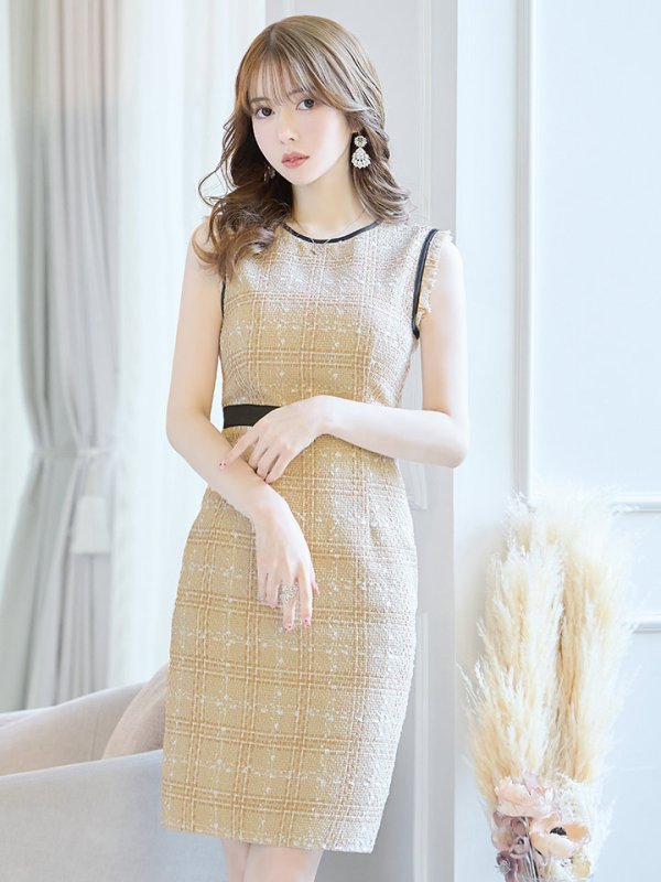画像39: 【GINZA COUTURE/銀座クチュール】 ツイード/ ノースリーブ/ タイト/ ワンピース/ ひざ丈/ ミディアムドレス/ キャバドレス[OF2]