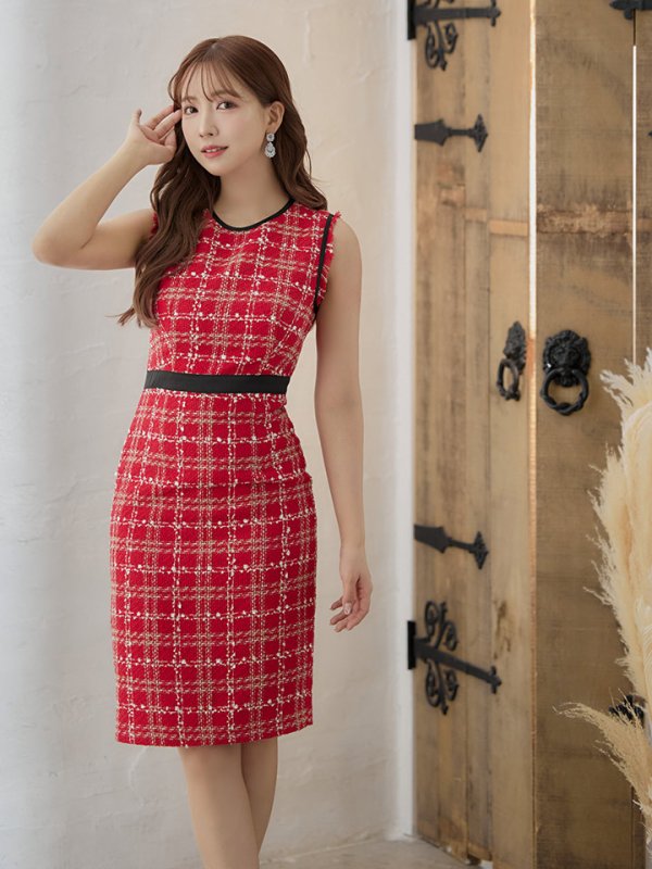 画像31: 【GINZA COUTURE/銀座クチュール】 ツイード/ ノースリーブ/ タイト/ ワンピース/ ひざ丈/ ミディアムドレス/ キャバドレス[OF2]