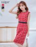 【GINZA COUTURE/銀座クチュール】 ツイード/ ノースリーブ/ タイト/ ワンピース/ ひざ丈/ ミディアムドレス/ キャバドレス【GINZA COUTURE/銀座クチュール】 ツイード/ ノースリーブ/ タイト/ ワンピース/ ひざ丈/ ミディアムドレス/ キャバドレス　レッド