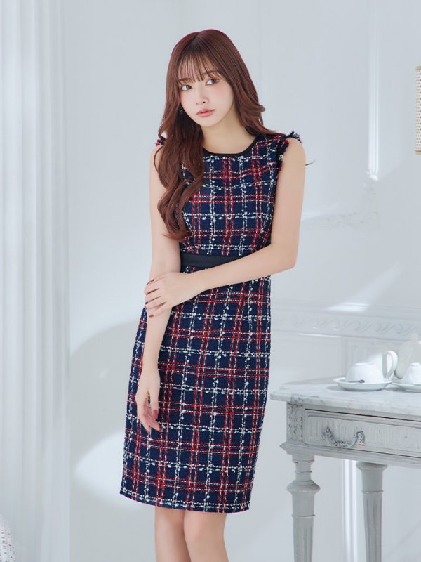 画像6: 【GINZA COUTURE/銀座クチュール】 ツイード/ ノースリーブ/ タイト/ ワンピース/ ひざ丈/ ミディアムドレス/ キャバドレス[OF2]