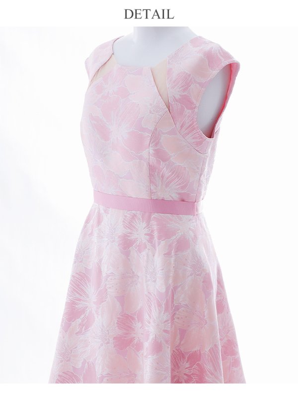 画像3: XS-Lサイズあり 【GINZA COUTURE/銀座クチュール】フラワー刺繍/ ボートネック/ ノースリーブ/ Aライン/ テールカット/ ミモレ丈/ ワンピース/ ミディアムドレス/ キャバドレス[OF2]