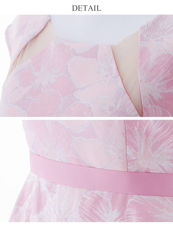 画像4: XS-Lサイズあり 【GINZA COUTURE/銀座クチュール】フラワー刺繍/ ボートネック/ ノースリーブ/ Aライン/ テールカット/ ミモレ丈/ ワンピース/ ミディアムドレス/ キャバドレス[OF2]