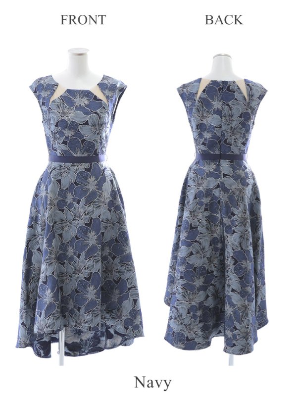 画像22: XS-Lサイズあり 【GINZA COUTURE/銀座クチュール】フラワー刺繍/ ボートネック/ ノースリーブ/ Aライン/ テールカット/ ミモレ丈/ ワンピース/ ミディアムドレス/ キャバドレス[OF2]