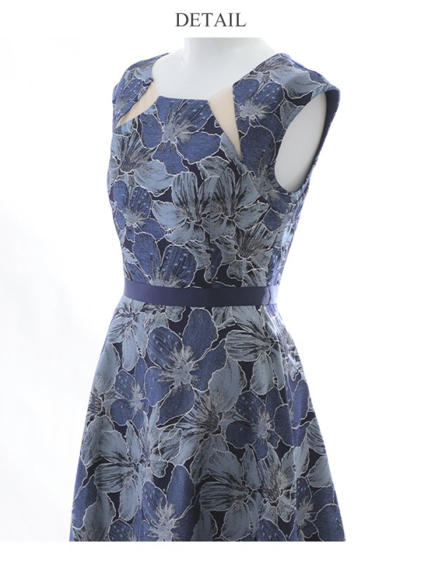 画像23: XS-Lサイズあり 【GINZA COUTURE/銀座クチュール】フラワー刺繍/ ボートネック/ ノースリーブ/ Aライン/ テールカット/ ミモレ丈/ ワンピース/ ミディアムドレス/ キャバドレス[OF2]