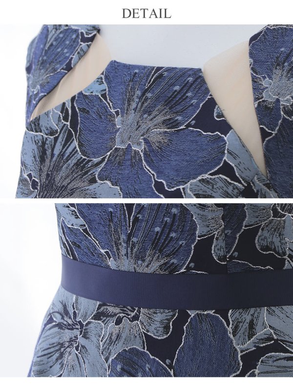 画像24: XS-Lサイズあり 【GINZA COUTURE/銀座クチュール】フラワー刺繍/ ボートネック/ ノースリーブ/ Aライン/ テールカット/ ミモレ丈/ ワンピース/ ミディアムドレス/ キャバドレス[OF2]