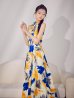 ホワイト×イエロー　モデル：まおちゃる　身長：158cm　着用サイズ：7号(Sサイズ)