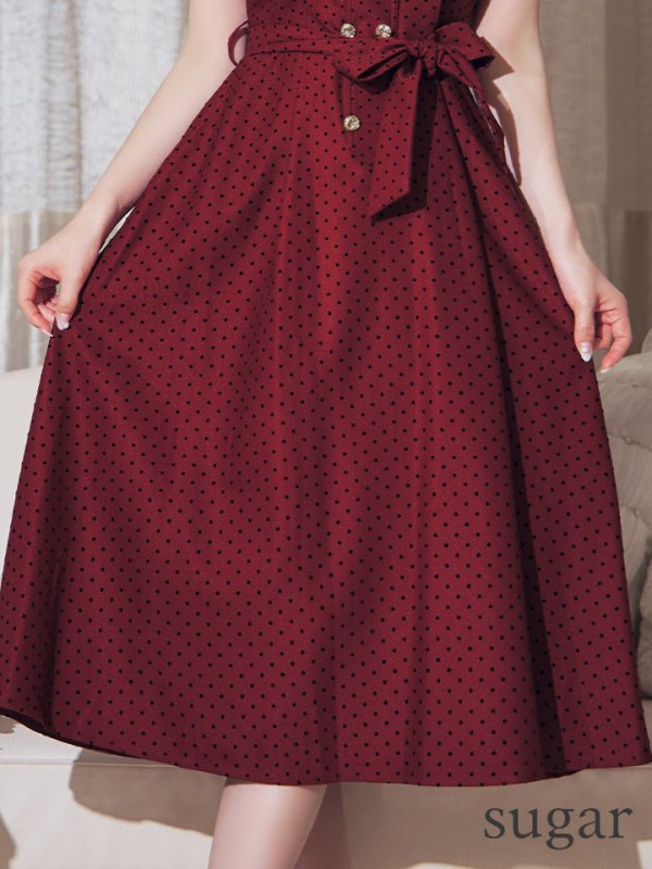 ワインレッド モデル:ゆめ 身長:160cm 着用サイズ:7号(Sサイズ)