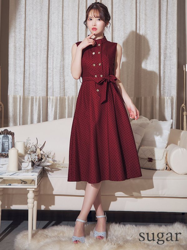 ワインレッド モデル:ゆめ 身長:160cm 着用サイズ:7号(Sサイズ)