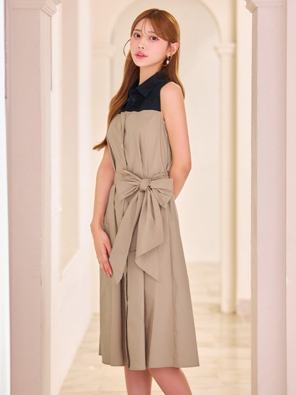 ブラック×ベージュ モデル：るりぴ　身長：165cm 着用サイズ：7号(Sサイズ)