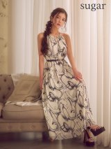 即日発送【GINZA COUTURE/銀座クチュール】プリント/ アメスリ/ バストジップ/ ベルト/ マキシ丈/フレア/ Aライン/ ワンピース/ ロングドレス/ キャバドレス[OF2]