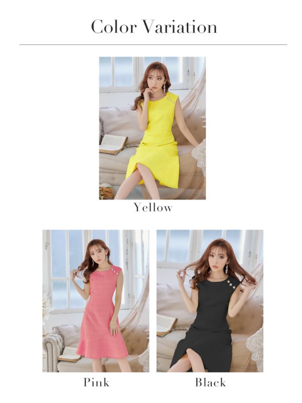 画像19: XS-Lサイズあり【ERUKEI エルケイ】ツイード/ ノースリーブ/ パール/ 膝丈/ ミディアム/ フレア/ ワンピース/ ミニドレス/ キャバドレス[OF2]