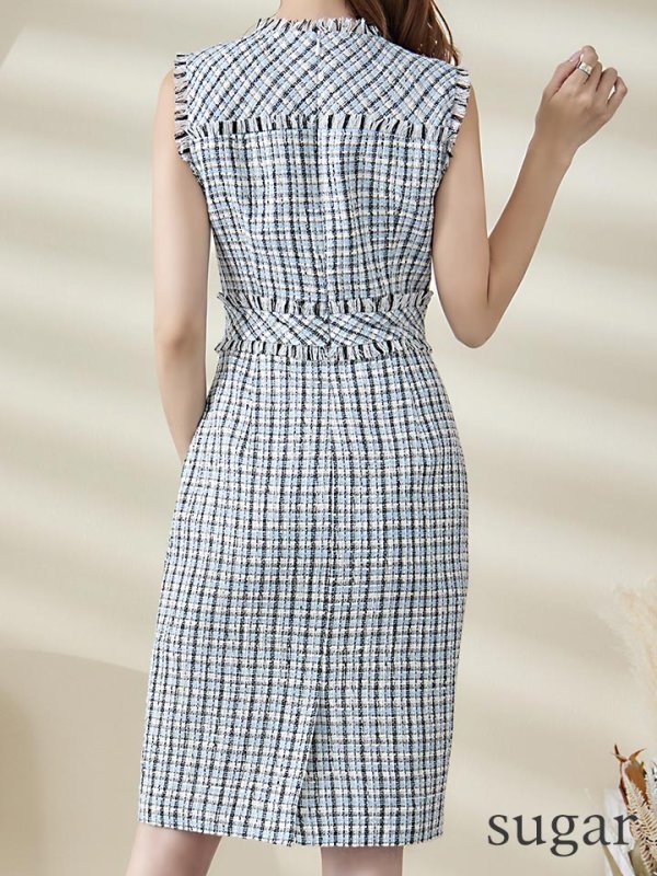 画像9: 【ERUKEI エルケイ】ツイード/ ノースリーブ/ タイト/ ワンピース/ ミニドレス/ キャバドレス[OF2]