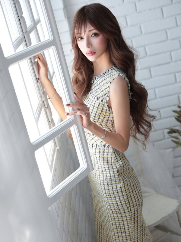 画像28: 【ERUKEI エルケイ】ツイード/ ノースリーブ/ タイト/ ワンピース/ ミニドレス/ キャバドレス[OF2]