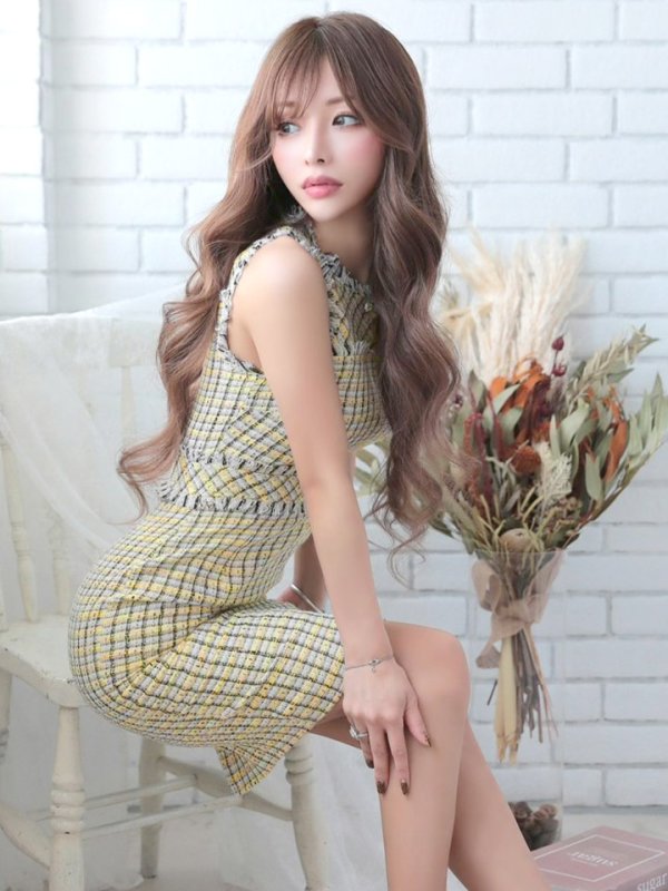 画像20: 【ERUKEI エルケイ】ツイード/ ノースリーブ/ タイト/ ワンピース/ ミニドレス/ キャバドレス[OF2]