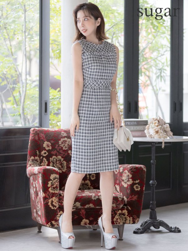 画像6: 【ERUKEI エルケイ】ツイード/ ノースリーブ/ タイト/ ワンピース/ ミニドレス/ キャバドレス[OF2]