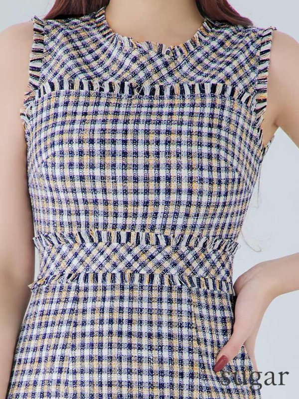 画像24: 【ERUKEI エルケイ】ツイード/ ノースリーブ/ タイト/ ワンピース/ ミニドレス/ キャバドレス[OF2]