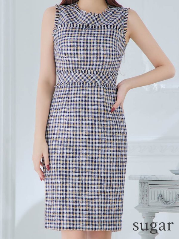 画像22: 【ERUKEI エルケイ】ツイード/ ノースリーブ/ タイト/ ワンピース/ ミニドレス/ キャバドレス[OF2]