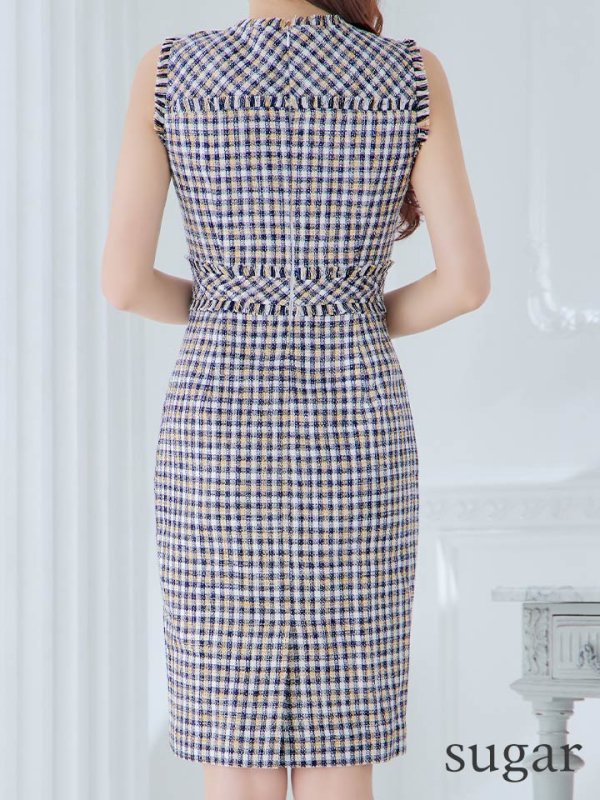 画像23: 【ERUKEI エルケイ】ツイード/ ノースリーブ/ タイト/ ワンピース/ ミニドレス/ キャバドレス[OF2]